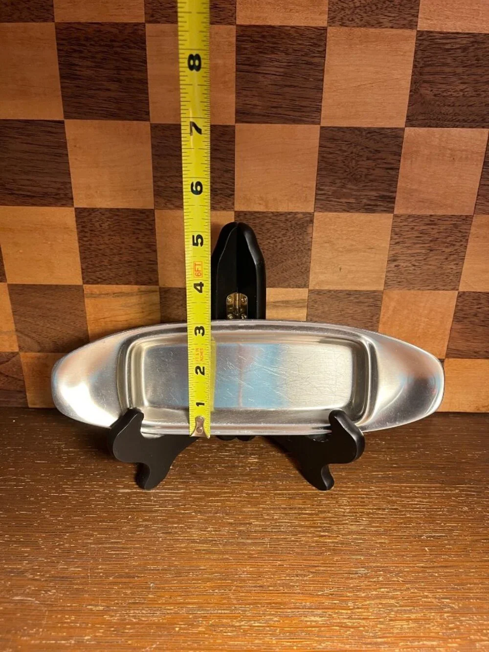 Vintage Stainless Steel Butter Dish Tray A808, no lid